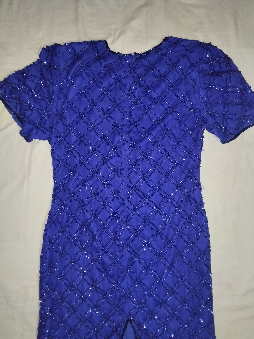 Laurence Kazar Cobalt Blue Beaded Mini Dress - Picture 3 of 4
